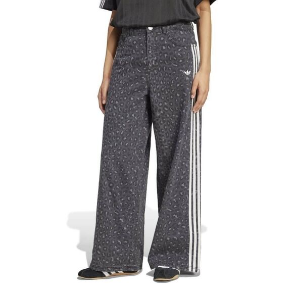 Adidas Originals Leopard Animal Print Pants Wide Leg Jeans Women's 34 New KA2679 - Picture 1 of 15